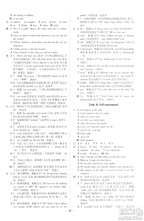 2020年初中英语小题狂做提优版八年级下册译林版参考答案