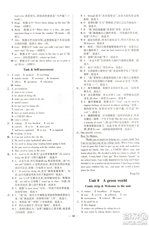 2020年初中英语小题狂做提优版八年级下册译林版参考答案