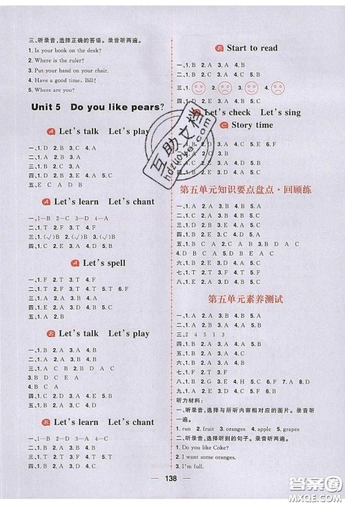 2020年核心素养天天练三年级英语下册人教版答案 2020年核心素养天天练三年级英语下册人教版答案