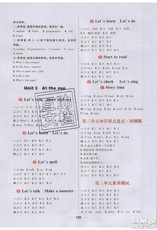 2020年核心素养天天练三年级英语下册人教版答案 2020年核心素养天天练三年级英语下册人教版答案