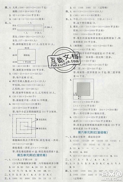 西安出版社2020新版53全优卷四年级数学下册苏教版答案