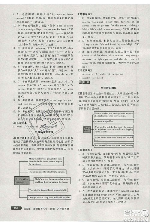 阳光出版社2020春全品优等生八年级英语下册人教版答案 阳光出版社2020春全品优等生八年级英语下册人教版答案