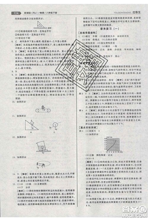 阳光出版社2020春全品优等生八年级物理下册人教版答案