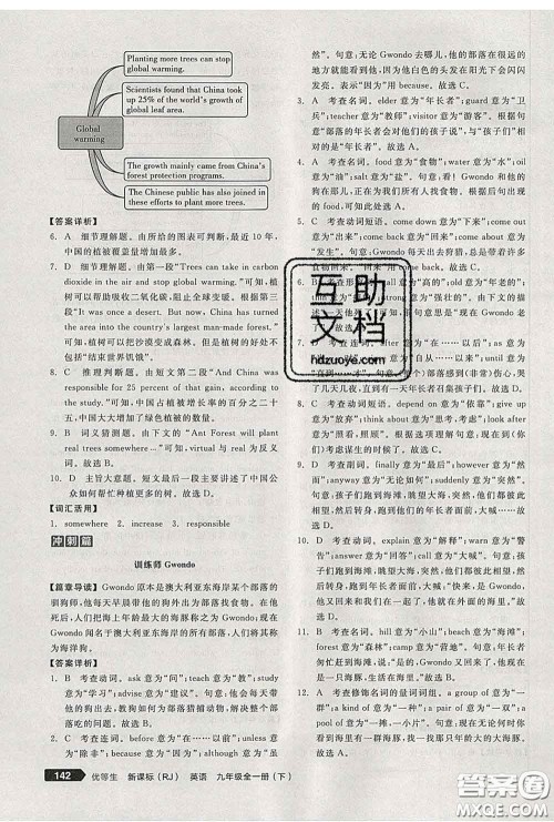 阳光出版社2020春全品优等生九年级英语下册人教版答案 阳光出版社2020春全品优等生九年级英语下册人教版答案