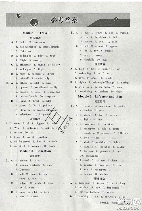 阳光出版社2020春全品优等生九年级英语下册外研版答案 阳光出版社2020春全品优等生九年级英语下册外研版答案