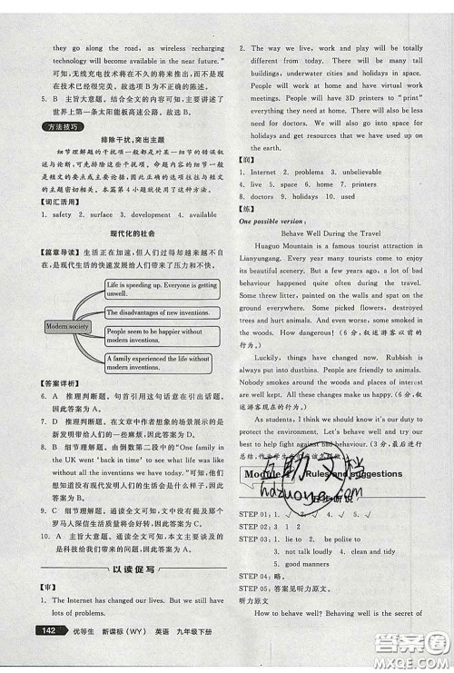 阳光出版社2020春全品优等生九年级英语下册外研版答案 阳光出版社2020春全品优等生九年级英语下册外研版答案