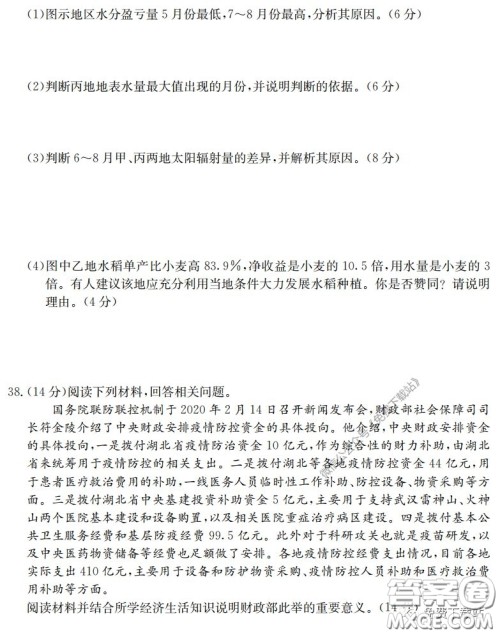 炎德英才大联考雅礼中学2020届高三月考试卷七文科综合试题及答案 炎德英才大联考雅礼中学2020届高三月考试卷七文科综合试题及答案