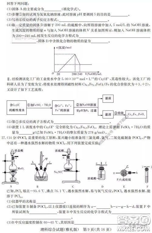 炎德英才大联考雅礼中学2020届高三月考试卷七理科综合试题及答案 炎德英才大联考雅礼中学2020届高三月考试卷七理科综合试题及答案