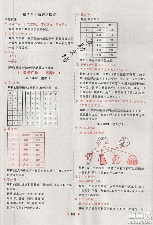 2020春快乐小博士巩固与提高三年级数学下册人教版答案
