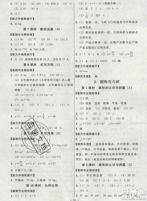 2020春能力培养与测试六年级数学下册人教版河北专版答案 2020春能力培养与测试六年级数学下册人教版河北专版答案