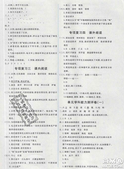 2020春能力培养与测试五年级语文下册人教版湖南专版答案 2020春能力培养与测试五年级语文下册人教版湖南专版答案