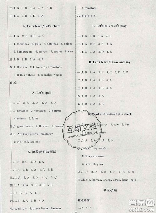 2020春能力培养与测试四年级英语下册人教版河北专版答案 2020春能力培养与测试四年级英语下册人教版河北专版答案