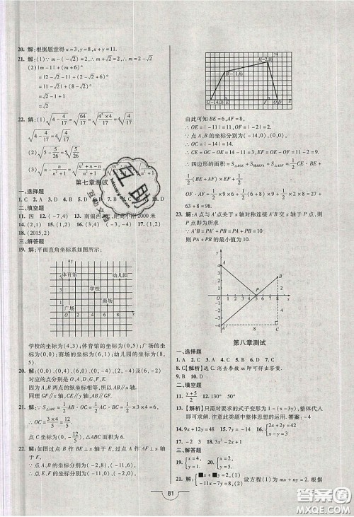 2020年名师在线魔力导学开心练七年级数学下册人教版答案