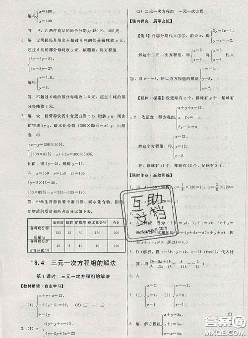 2020春能力培养与测试七年级数学下册人教版答案