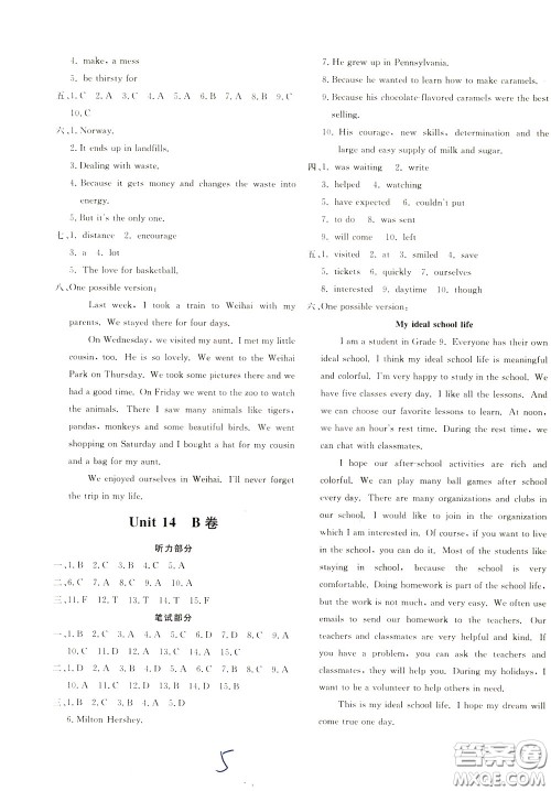 2020年新课堂AB卷单元测英语九年级下册人民教育版参考答案 2020年新课堂AB卷单元测英语九年级下册人民教育版参考答案