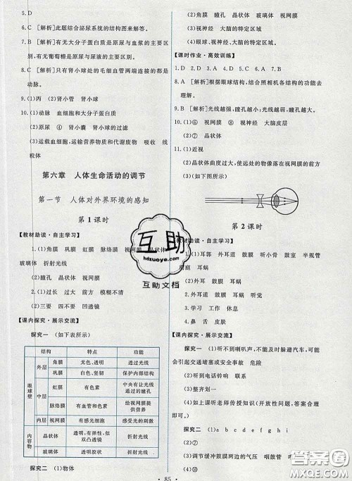 2020春能力培养与测试七年级生物下册人教版答案