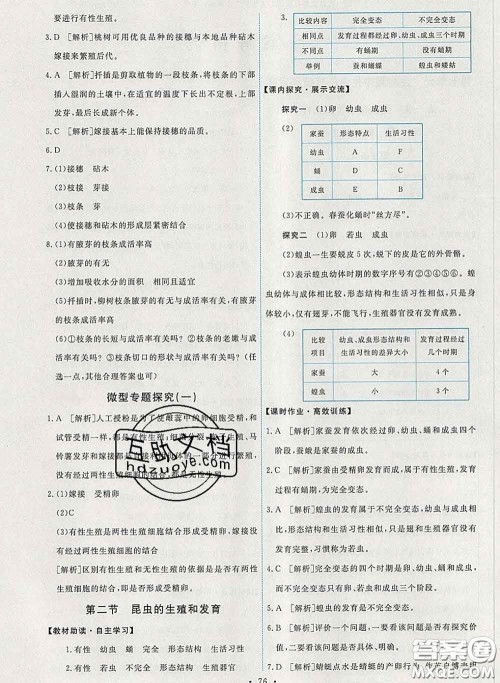 2020春能力培养与测试八年级生物下册人教版答案