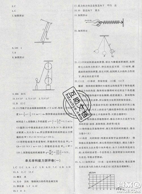 2020春能力培养与测试八年级物理下册人教版答案