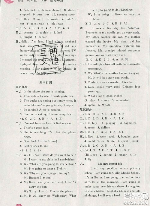 2020新版新课程学习与测评同步学习六年级英语下册外研版答案 2020新版新课程学习与测评同步学习六年级英语下册外研版答案