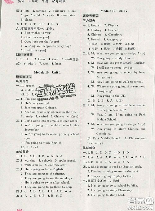 2020新版新课程学习与测评同步学习六年级英语下册外研版答案 2020新版新课程学习与测评同步学习六年级英语下册外研版答案