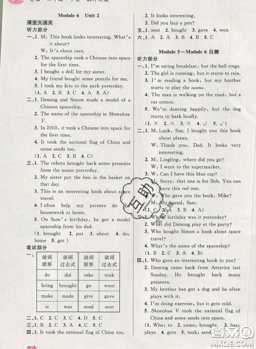 2020新版新课程学习与测评同步学习六年级英语下册外研版答案 2020新版新课程学习与测评同步学习六年级英语下册外研版答案