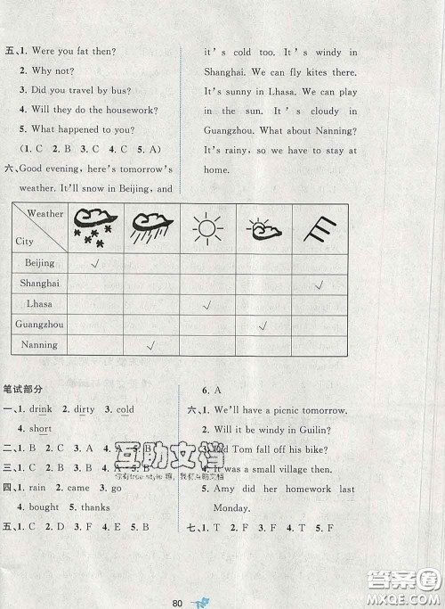 2020新版新课程学习与测评单元双测四年级英语下册B版答案 2020新版新课程学习与测评单元双测四年级英语下册B版答案