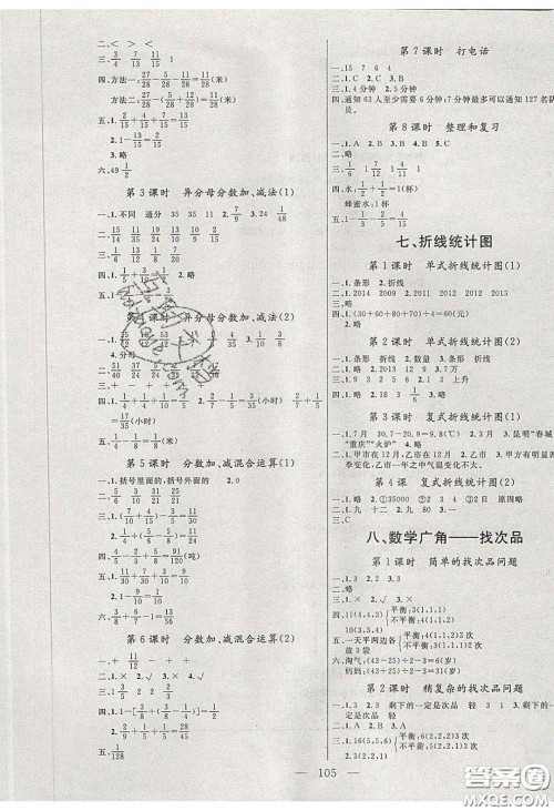 点燃思维2020年智能文化同步课堂五年级数学下册人教版答案