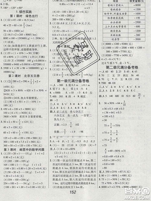 2020春全优课堂考点集训与满分备考六年级数学下册人教版答案