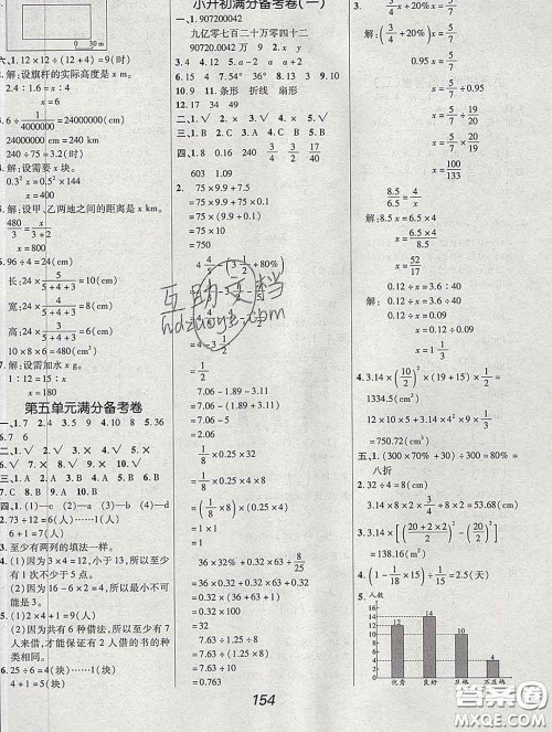 2020春全优课堂考点集训与满分备考六年级数学下册人教版答案