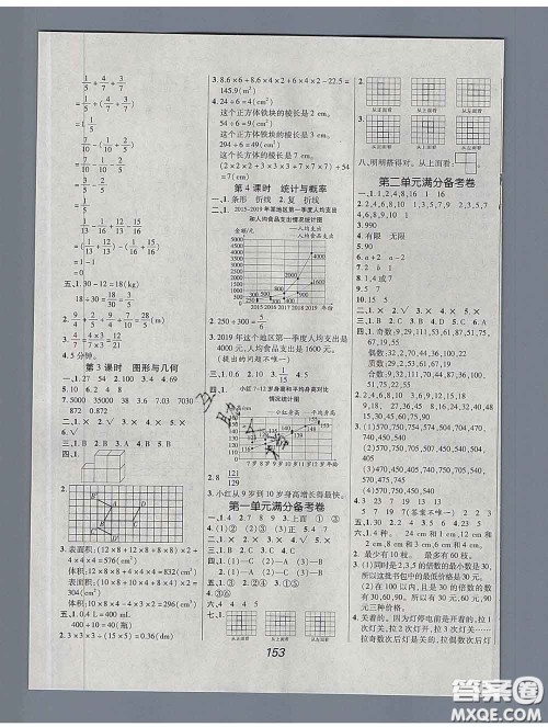 2020春全优课堂考点集训与满分备考五年级数学下册人教版答案 2020春全优课堂考点集训与满分备考五年级数学下册人教版答案