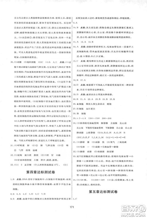 吉林教育出版社2020三维数字课堂七年级生物下册人教版答案