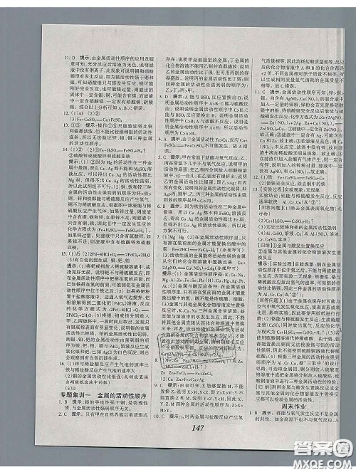 2020春全优课堂考点集训与满分备考九年级化学下册人教版答案