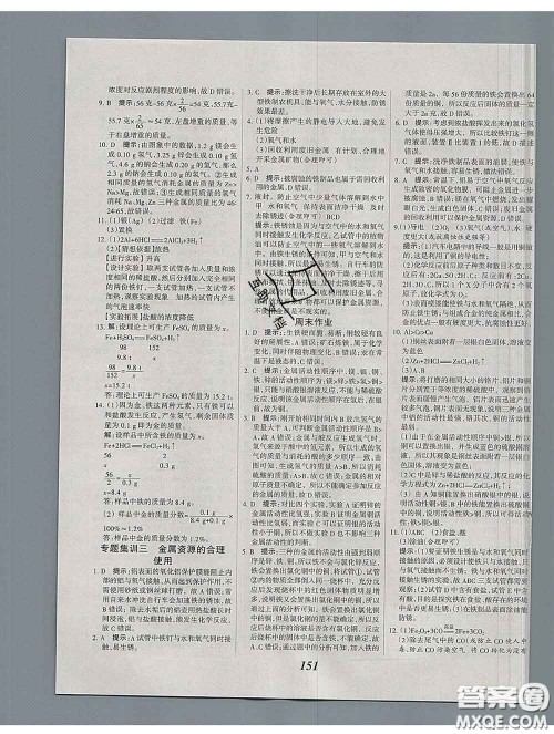 2020春全优课堂考点集训与满分备考九年级化学下册人教版答案