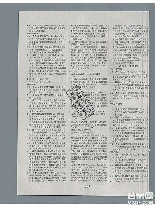 2020春全优课堂考点集训与满分备考九年级化学下册人教版答案