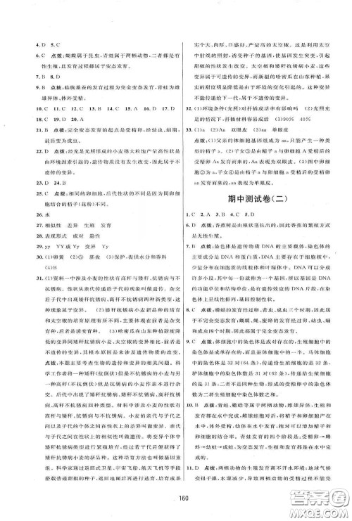 吉林教育出版社2020三维数字课堂八年级生物下册人教版答案