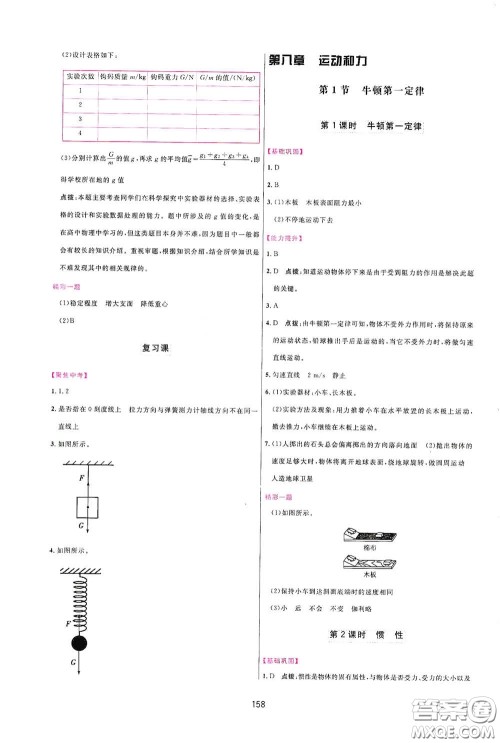 吉林教育出版社2020三维数字课堂八年级物理下册人教版答案