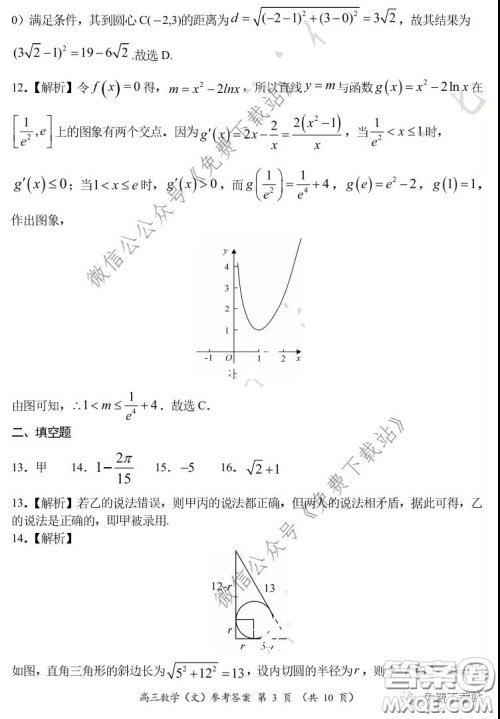 中原名校2019-2020学年下期质量考评一文科数学试题及答案 中原名校2019-2020学年下期质量考评一文科数学试题及答案