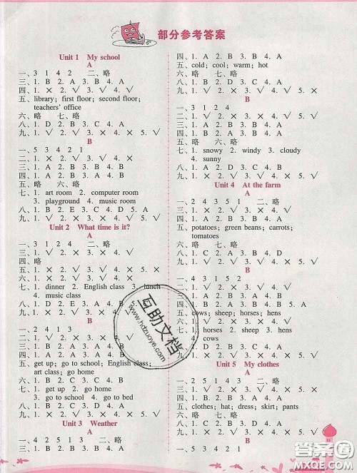 2020春自主与互动学习新课程学习辅导四年级英语下册人教版答案 2020春自主与互动学习新课程学习辅导四年级英语下册人教版答案