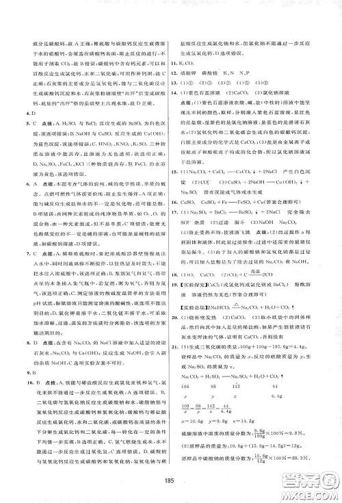 吉林教育出版社2020三维数字课堂九年级化学下册人教版答案