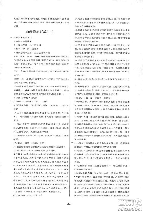 吉林教育出版社2020三维数字课堂九年级语文下册人教版答案