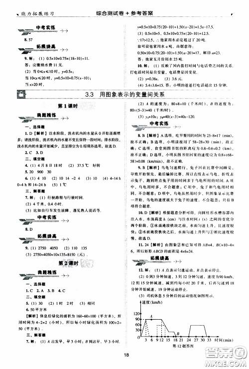2020年能力拓展练习七年级下册数学北师大版参考答案 2020年能力拓展练习七年级下册数学北师大版参考答案