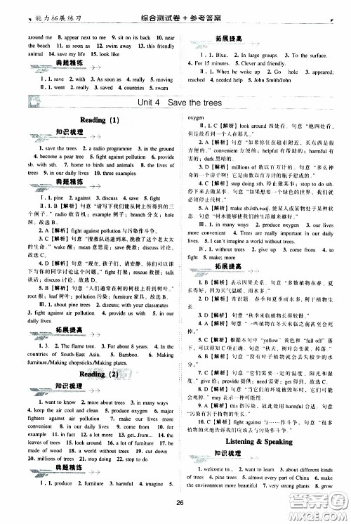 2020年能力拓展练习七年级下册英语牛津英语版参考答案