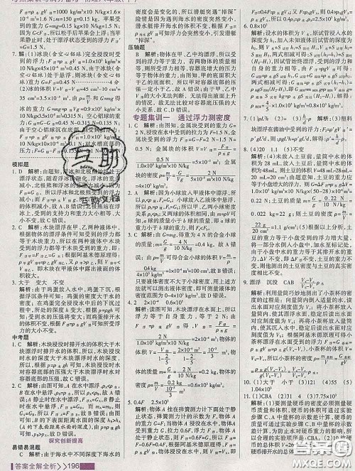 2020新版考点集训与满分备考八年级物理下册人教版答案 2020新版考点集训与满分备考八年级物理下册人教版答案