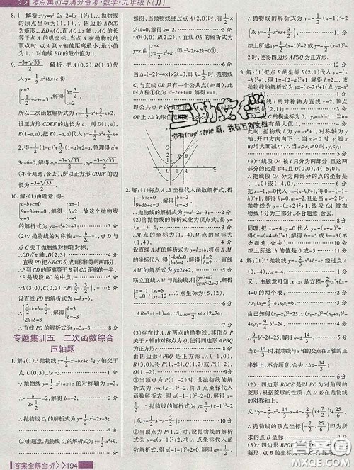 2020新版考点集训与满分备考九年级数学下册人教版答案 2020新版考点集训与满分备考九年级数学下册人教版答案
