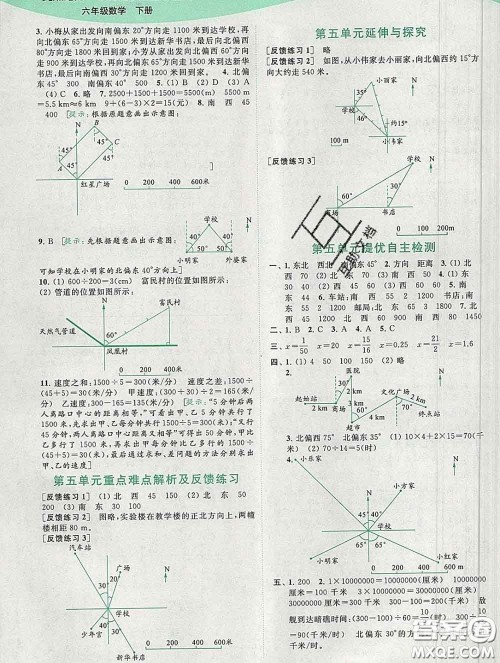 2020春亮点给力提优班多维互动空间六年级数学下册答案