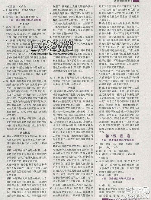 2020新版考点集训与满分备考九年级语文下册人教版答案 2020新版考点集训与满分备考九年级语文下册人教版答案