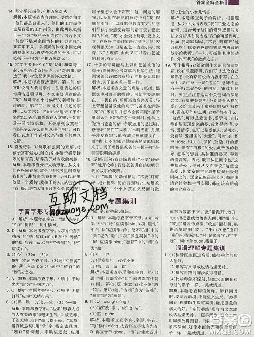 2020新版考点集训与满分备考九年级语文下册人教版答案 2020新版考点集训与满分备考九年级语文下册人教版答案