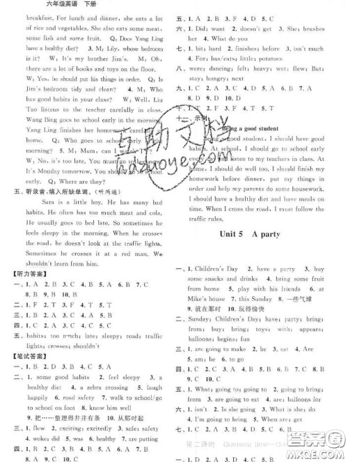 2020春亮点给力提优班多维互动空间六年级英语下册答案 2020春亮点给力提优班多维互动空间六年级英语下册答案