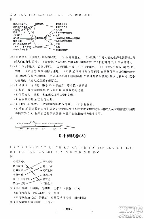 花山小状元2020年学科能力达标初中生100全优卷社会与历史七年级下册参考答案 花山小状元2020年学科能力达标初中生100全优卷社会与历史七年级下册参考答案