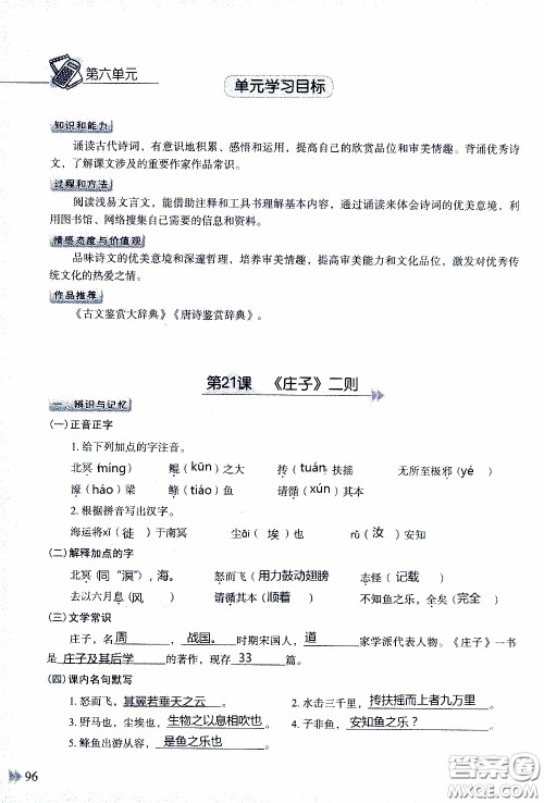 2020年知识与能力训练八年级下册语文人教版参考答案